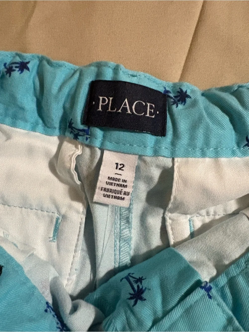 The Children’s Place Boys Blue Palm Tree Print Chino Shorts Size 12 NWT